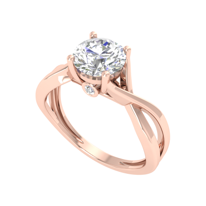 Nature Inspired Pattern Solitaire Ring-Color_Rose-Gold