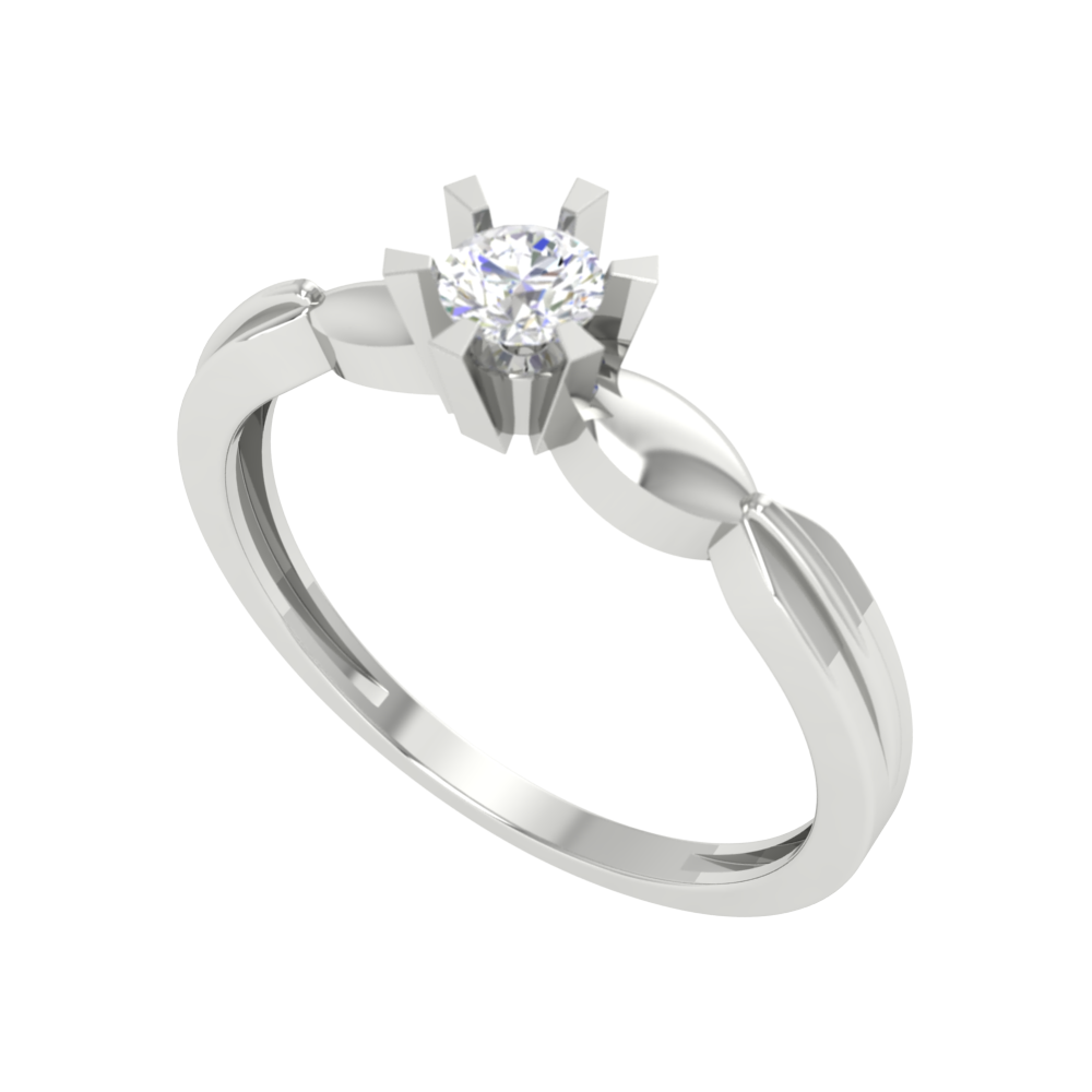 Amazing Hoop Solitaire Ring-Color_White-Gold