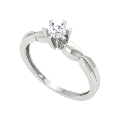 Amazing Hoop Solitaire Ring-Color_White-Gold