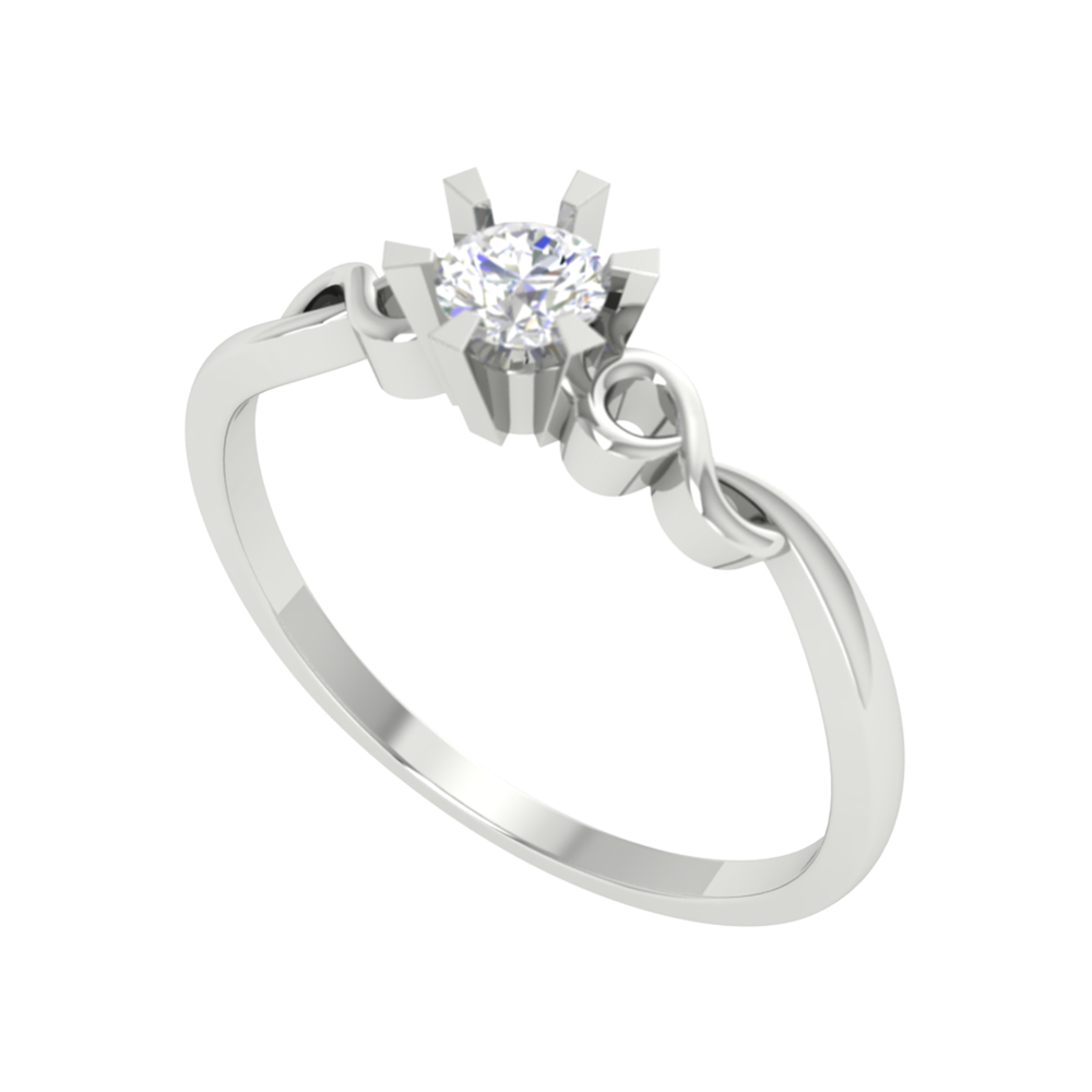 Entangled Gem Solitaire Ring-Color_White-Gold