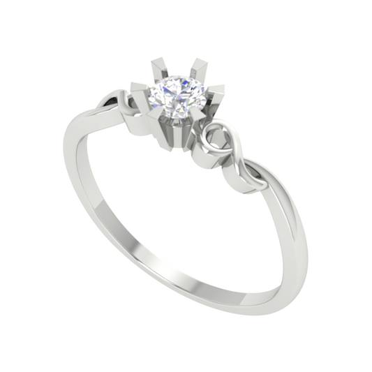 Entangled Gem Solitaire Ring-Color_White-Gold