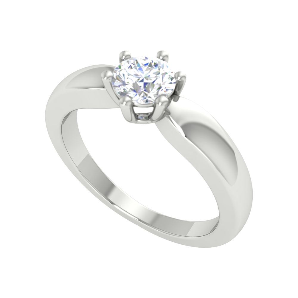 Elegant Loop Solitaire Ring-Color_White-Gold