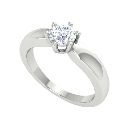 Elegant Loop Solitaire Ring-Color_White-Gold