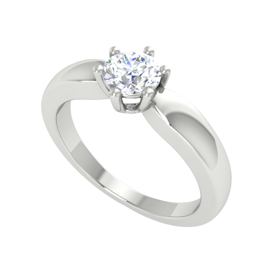 Elegant Loop Solitaire Ring-Color_White-Gold