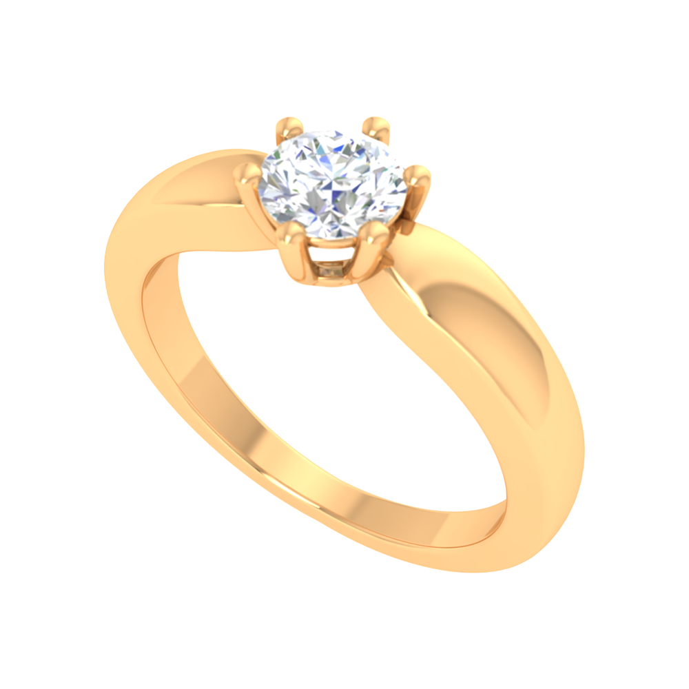 Elegant Loop Solitaire Ring-Color_Yellow-Gold