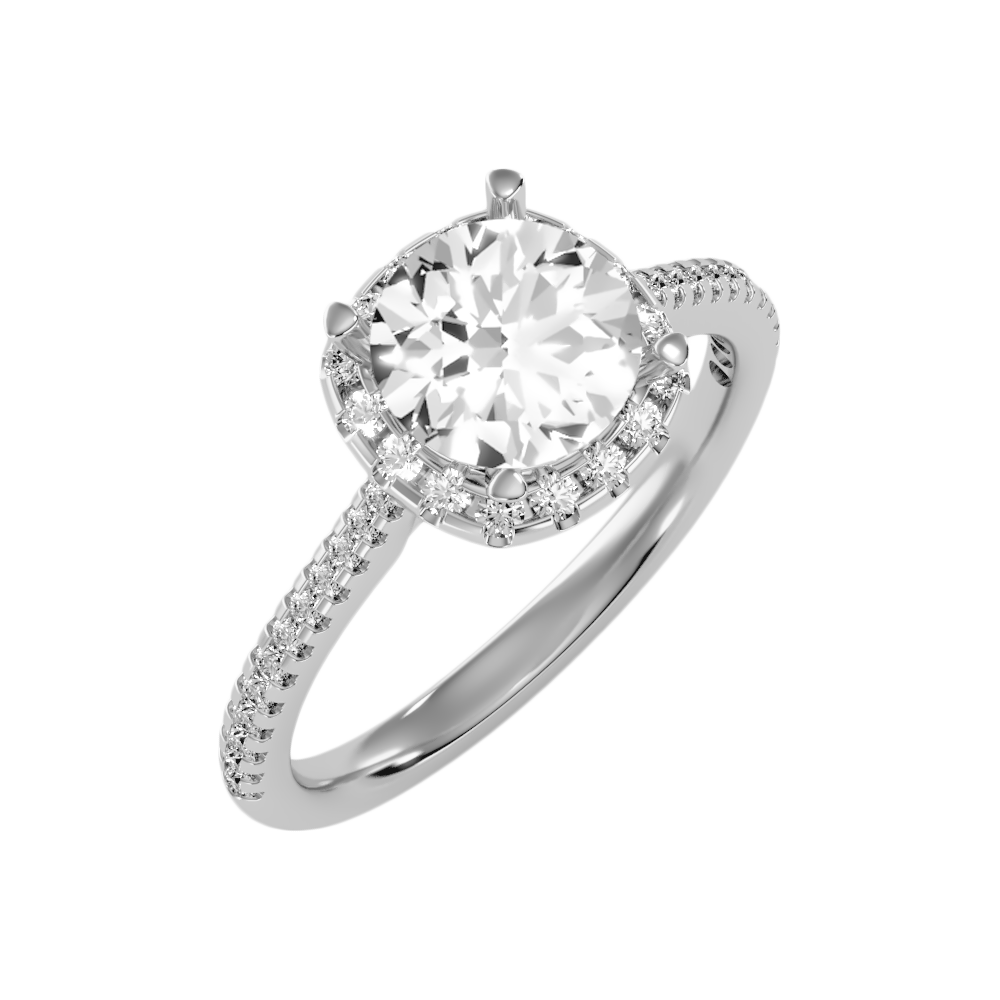 Comely Halo Solitaire Ring-Color_White-Gold