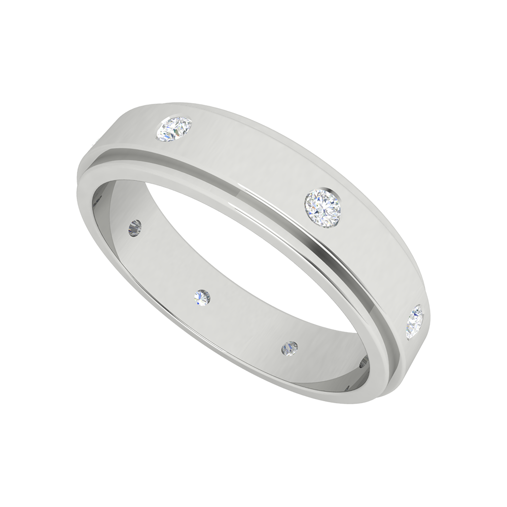 Bonic And Bold Broad Band Ring-Color_White-Gold