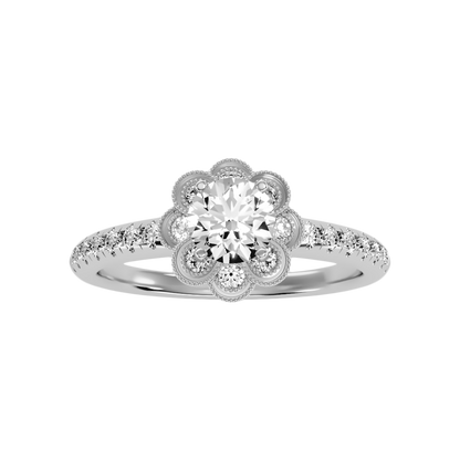 Flower Shaped Gold & Diamond Ring