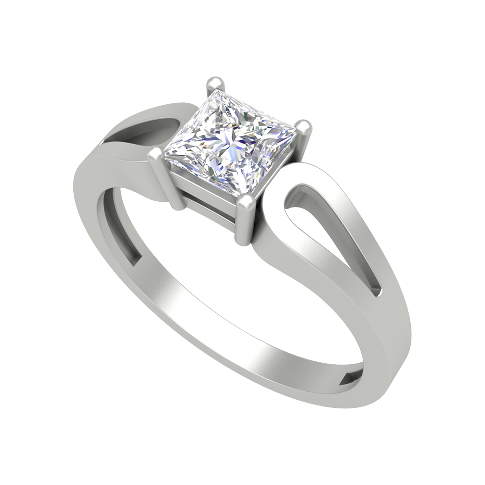 Classy Loop Solitaire Ring-Color_White-Gold