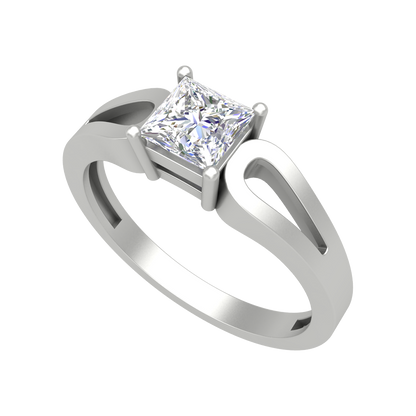 Classy Loop Solitaire Ring-Color_White-Gold