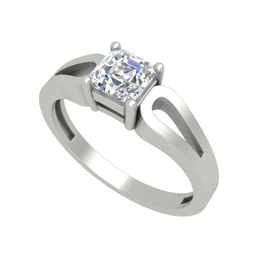 Square In A Loop Solitaire Ring-Color_White-Gold