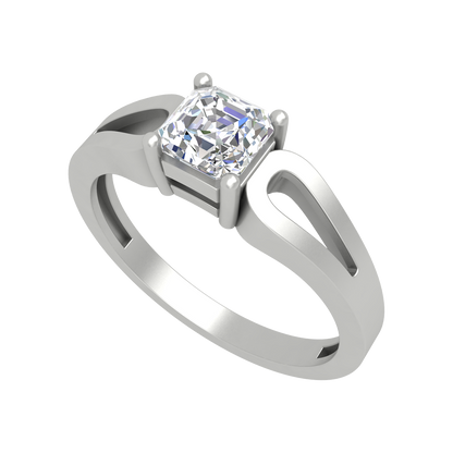 Square In A Loop Solitaire Ring-Color_White-Gold