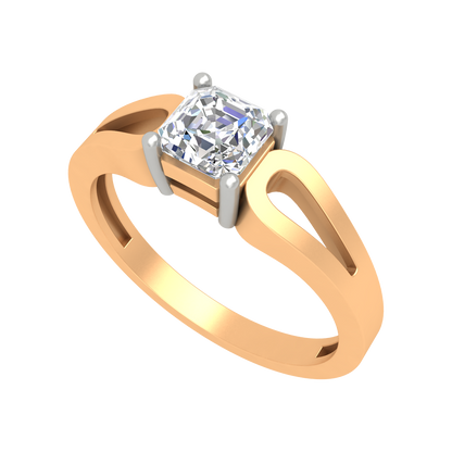 Square In A Loop Solitaire Ring-Color_Yellow-Gold