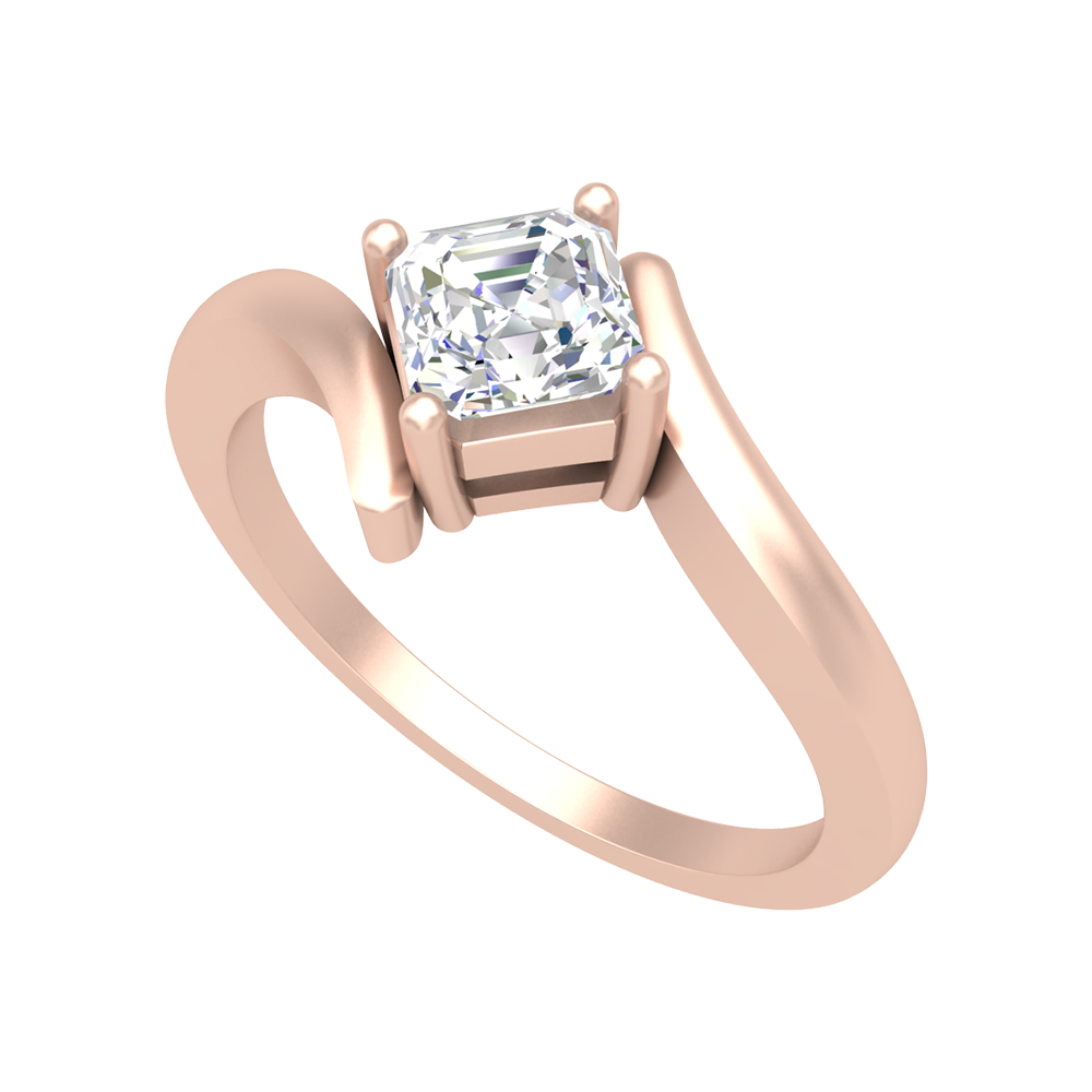 Curvy Edge Solitaire Ring-Color_Rose-Gold