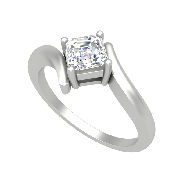 Curvy Edge Solitaire Ring-Color_White-Gold