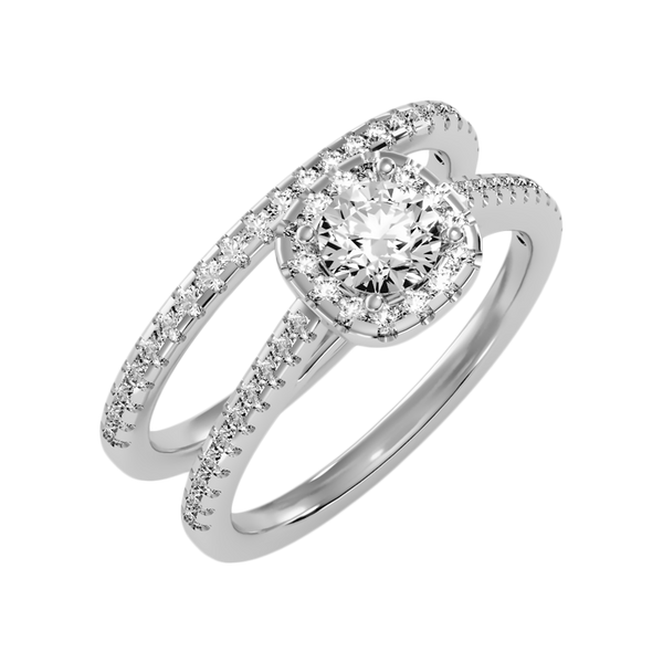 Oriental  Bridal Ring Set-Color_White-Gold