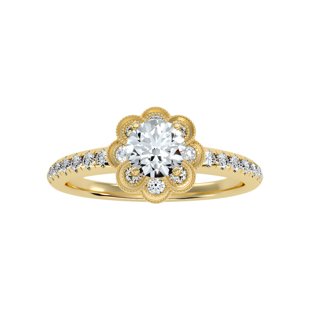 Flower Shaped Gold & Diamond Ring