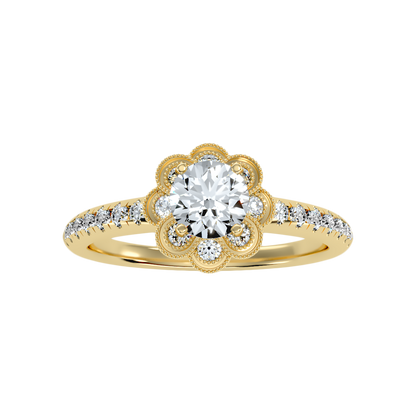 Flower Shaped Gold & Diamond Ring