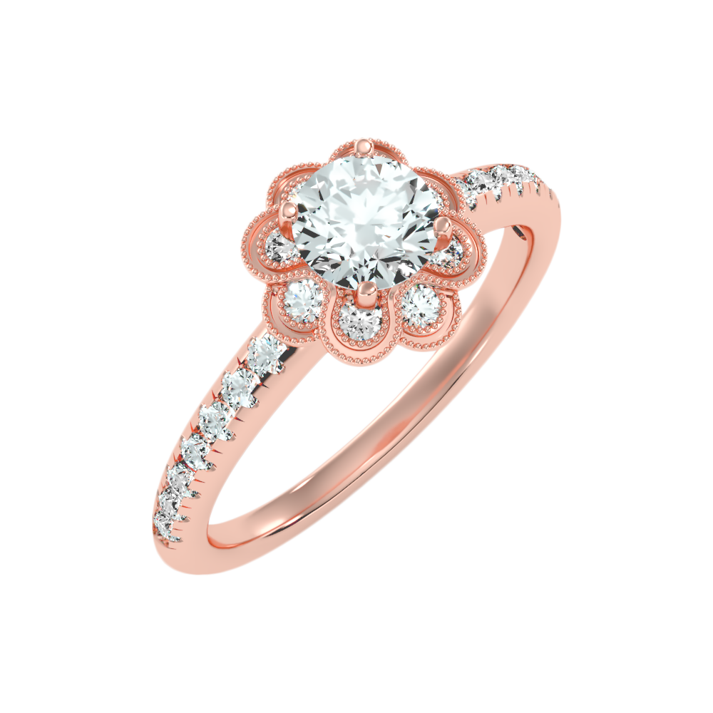 Flower Shaped Gold & Diamond Ring