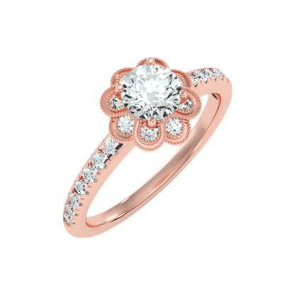 Flower Shaped Gold & Diamond Ring