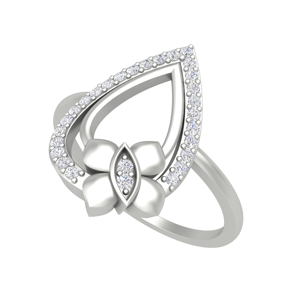 Butterfly - Droplet Shaped Diamond Ring-Color_White-Gold