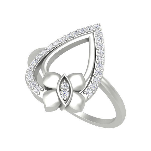 Butterfly - Droplet Shaped Diamond Ring-Color_White-Gold