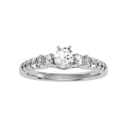 Florosent three Stone Diamond Engagement Ring