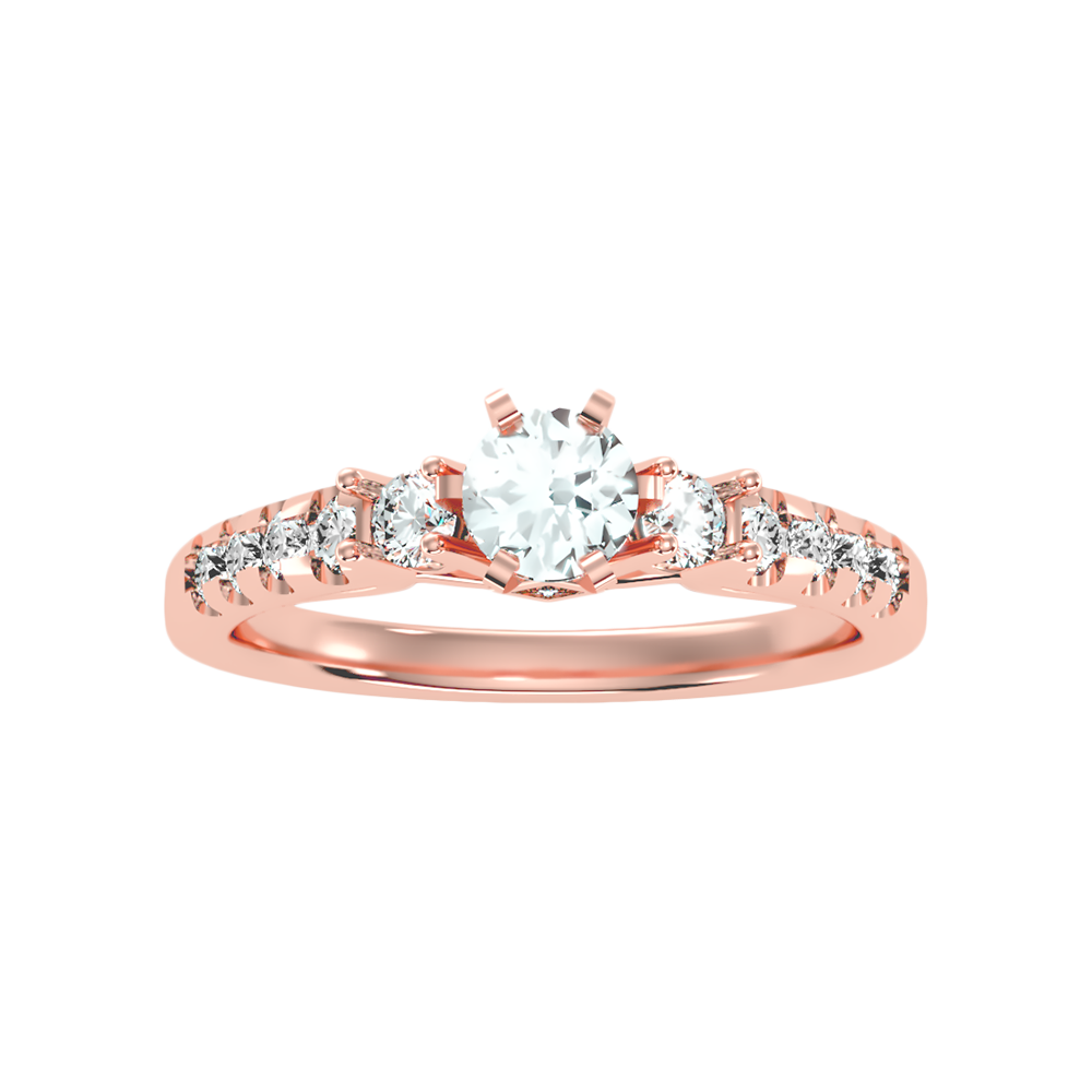 Florosent three Stone Diamond Engagement Ring