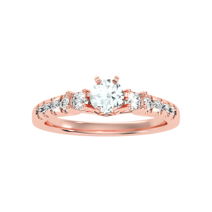 Florosent three Stone Diamond Engagement Ring