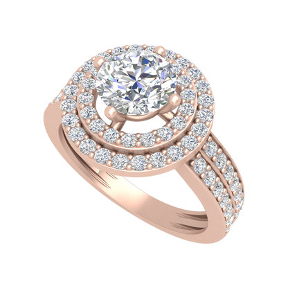 Classy Halo Solitaire Ring-Color_Rose-Gold