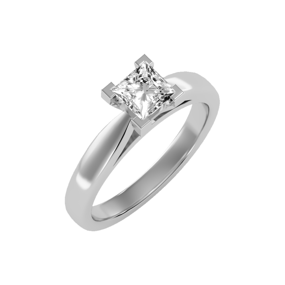 Shiny Solitaire Ring-Color_White-Gold