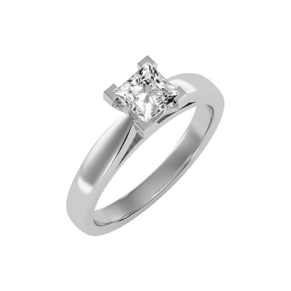 Shiny Solitaire Ring-Color_White-Gold