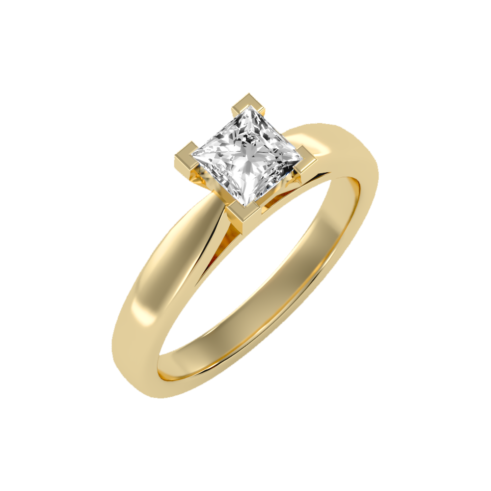 Shiny Solitaire Ring-Color_Yellow-Gold