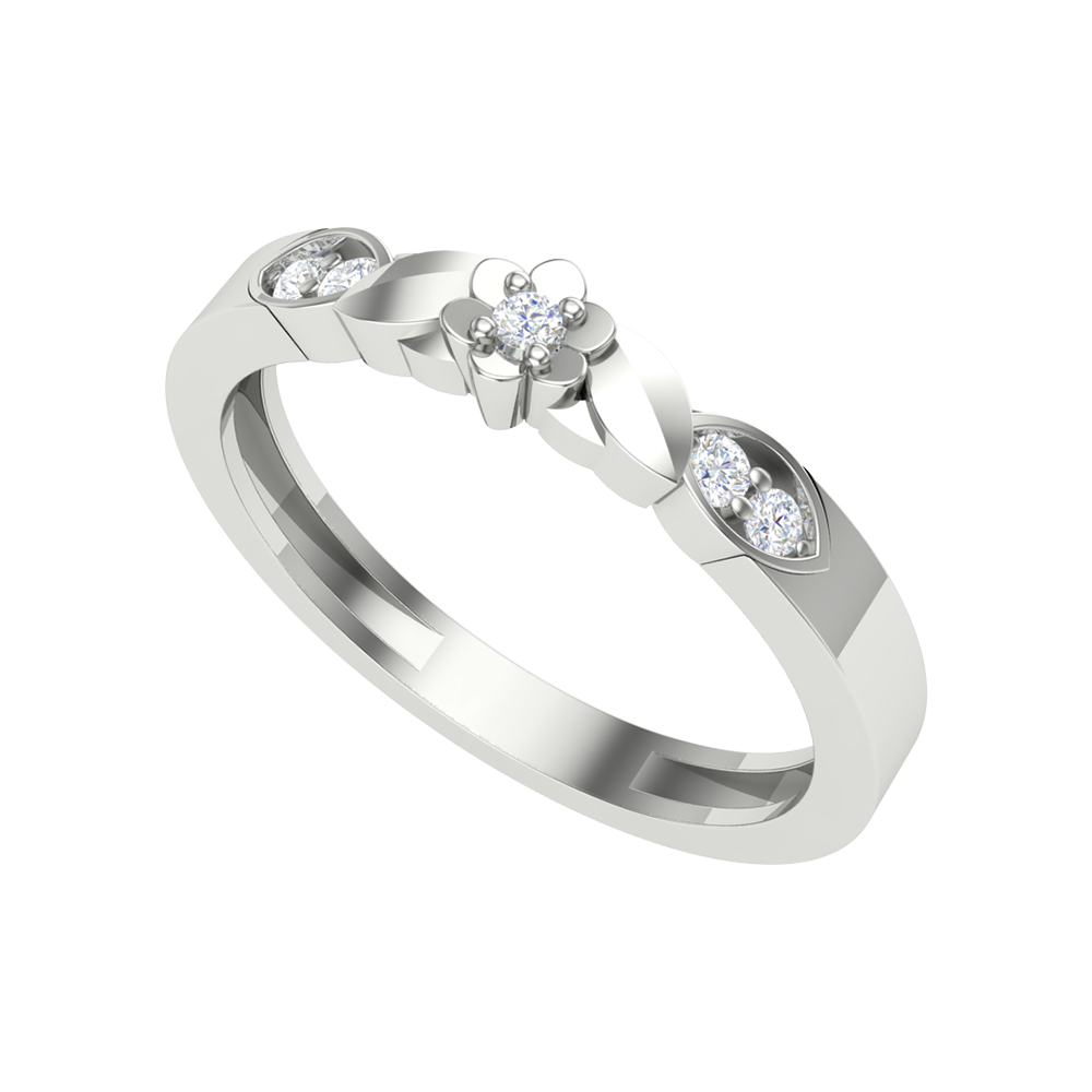 Glittery Loop Diamond Ring-Color_White-Gold