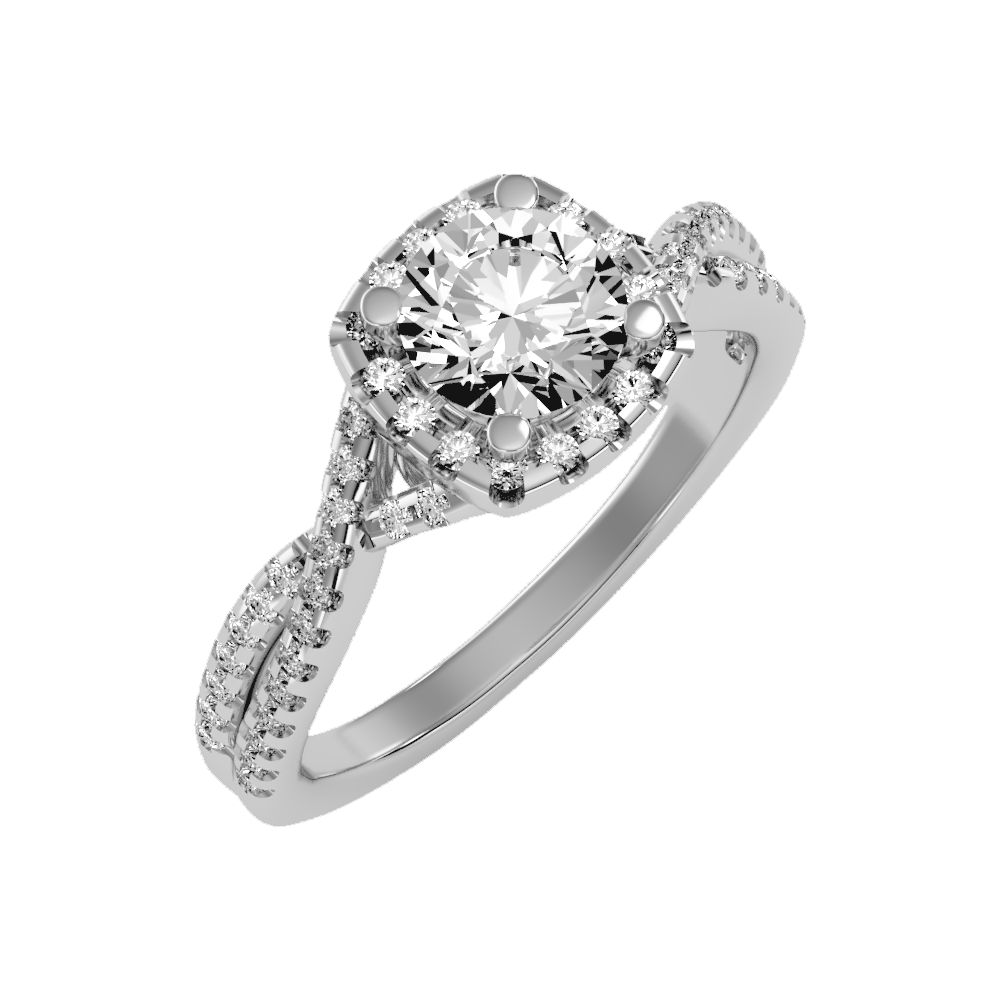 Serene Halo Solitaire Ring-Color_White-Gold