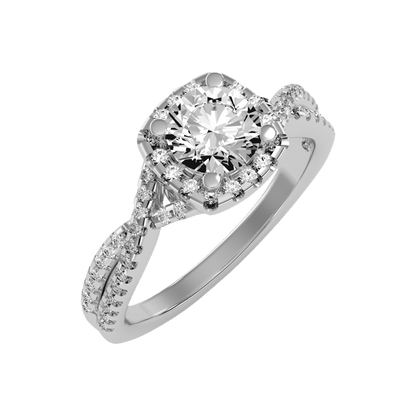 Serene Halo Solitaire Ring-Color_White-Gold