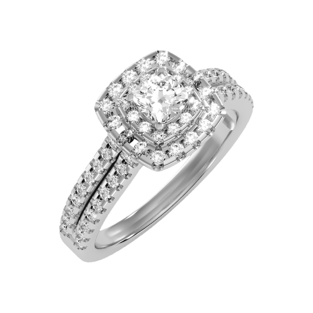 Misty Halo Solitaire Ring-Color_White-Gold