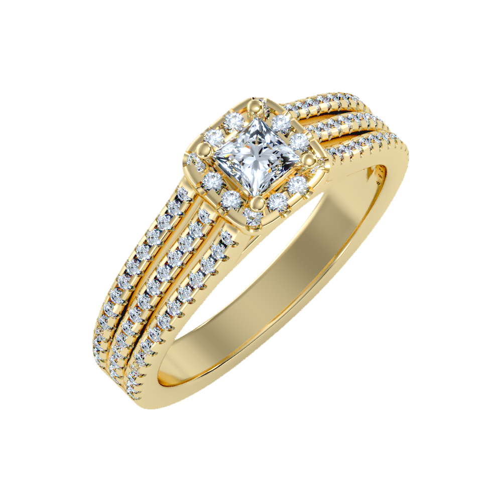 Rustic Halo Solitaire Ring-Color_Yellow-Gold