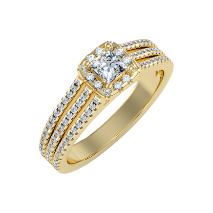 Rustic Halo Solitaire Ring-Color_Yellow-Gold