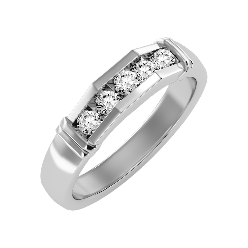 Dazzle Men's Broad Band Ring-Color_White-Gold