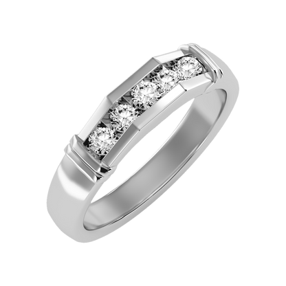 Dazzle Men's Broad Band Ring-Color_White-Gold