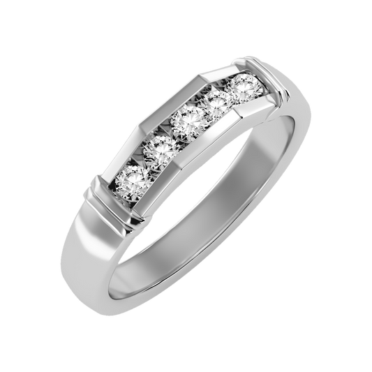 Dazzle Men's Broad Band Ring-Color_White-Gold