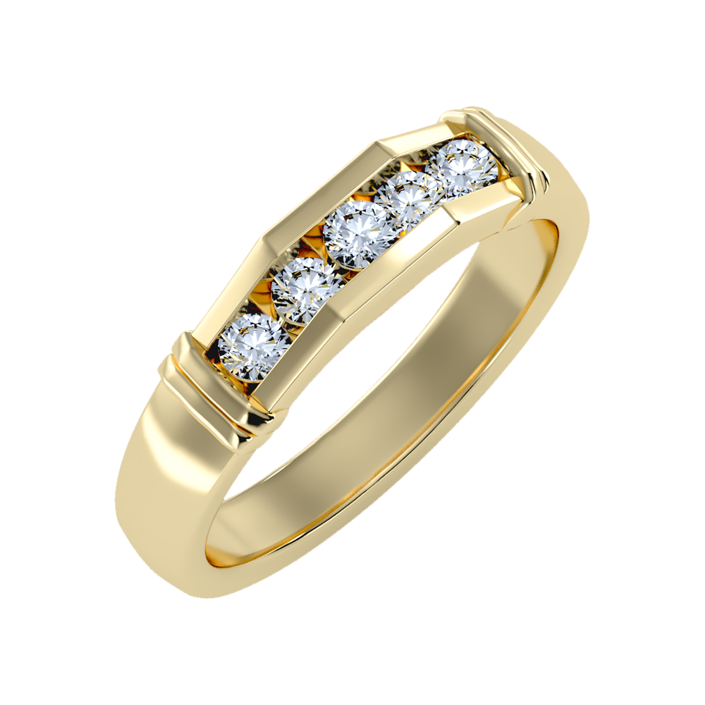 Dazzle Men's Broad Band Ring-Color_Yellow-Gold