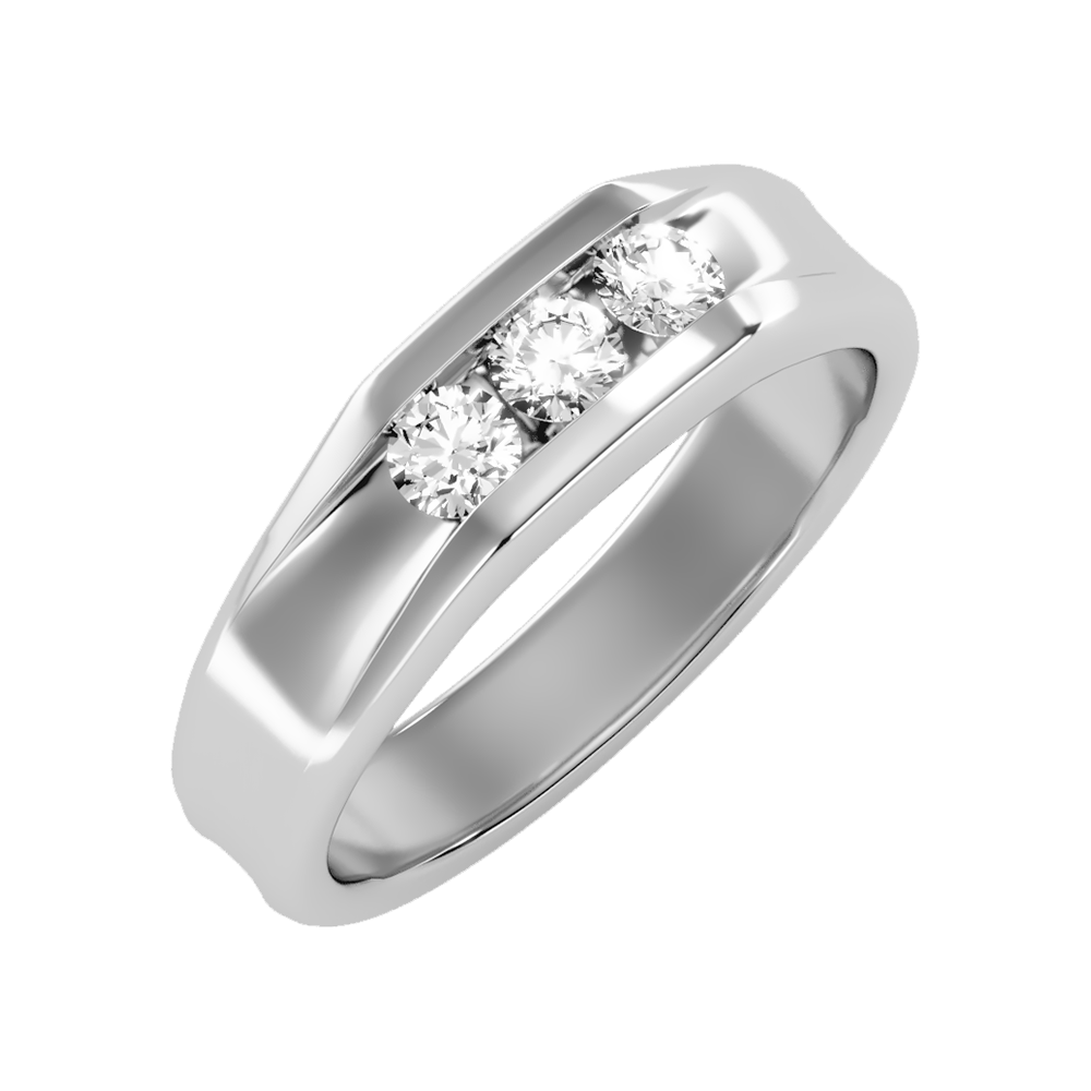 Angelic Men's Broad Band Ring-Color_White-Gold