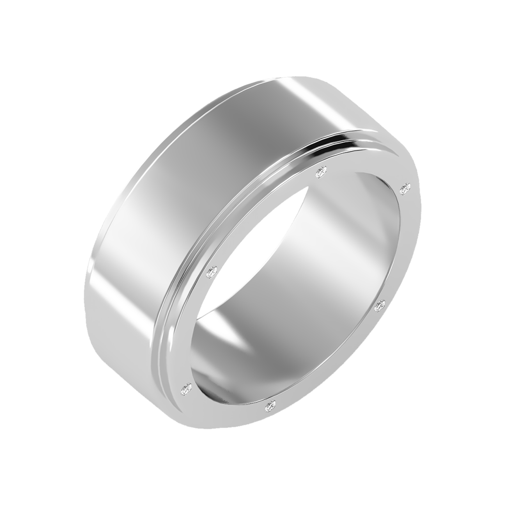 Divine Men's Broad Band Ring-Color_White-Gold