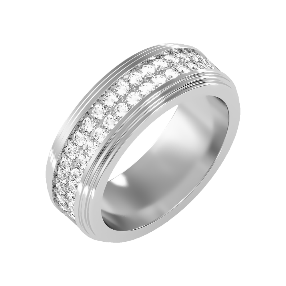 Marvelous Men's Broad Band Ring-Color_White-Gold