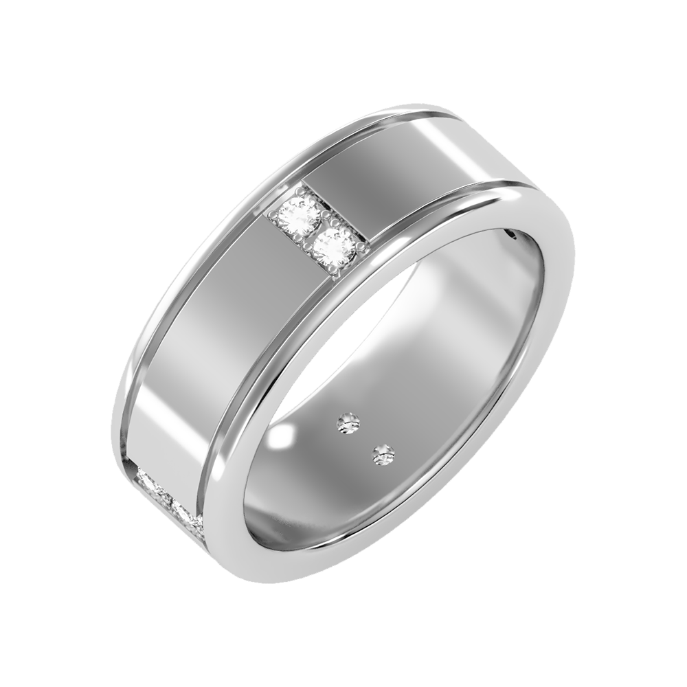 Ravishing Men's Broad Band Ring-Color_White-Gold