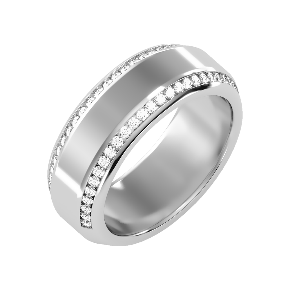 Precision Men's Broad Band Ring-Color_White-Gold