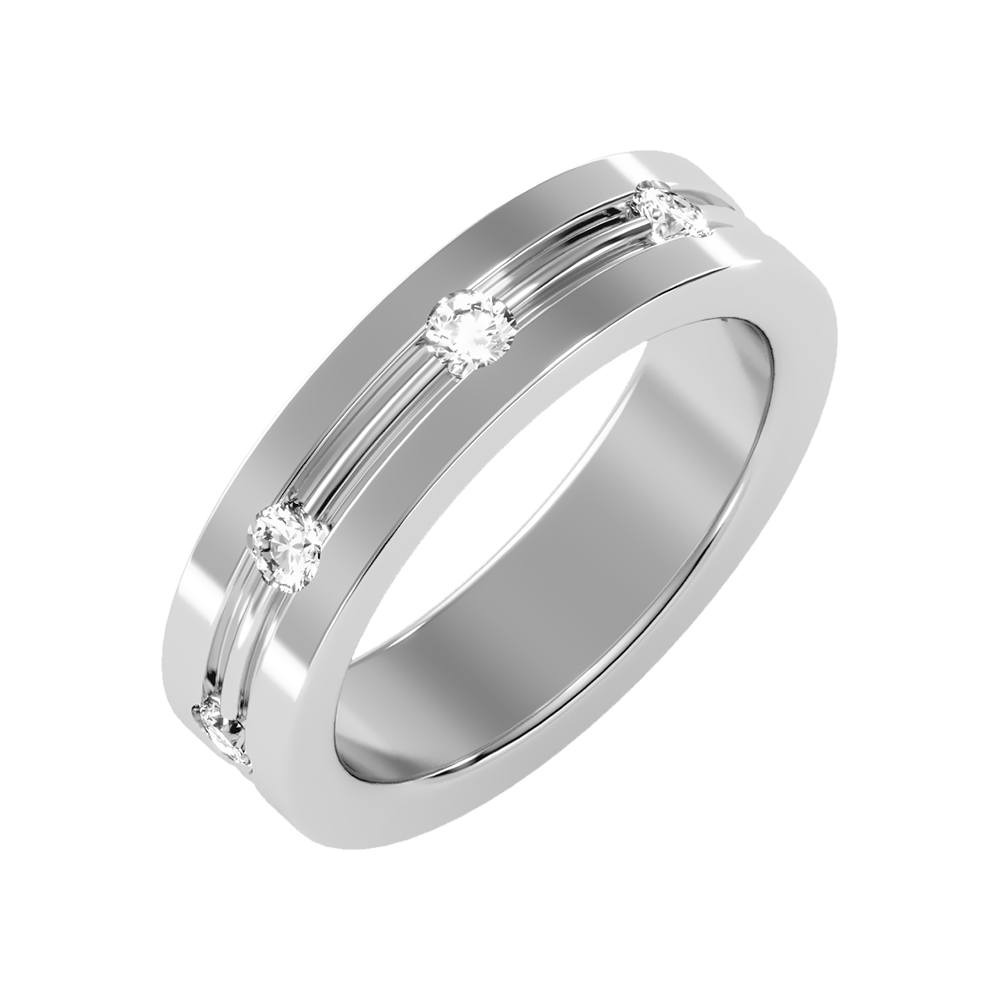 Zenith Men's Broad Band Ring-Color_White-Gold