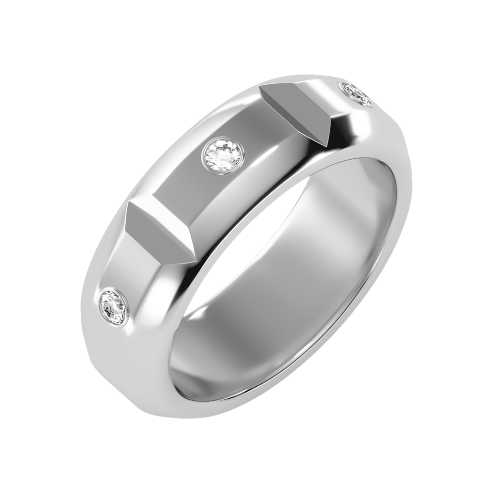 Grandeur Men's Broad Band Ring-Color_White-Gold